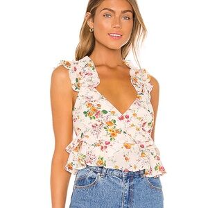 $148 NWT House of Harlow 1960 x Revolve size M LUELLA Top Ivory Floral